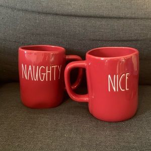 Rae Dunn Naughty Nice Christmas Red Mugs New